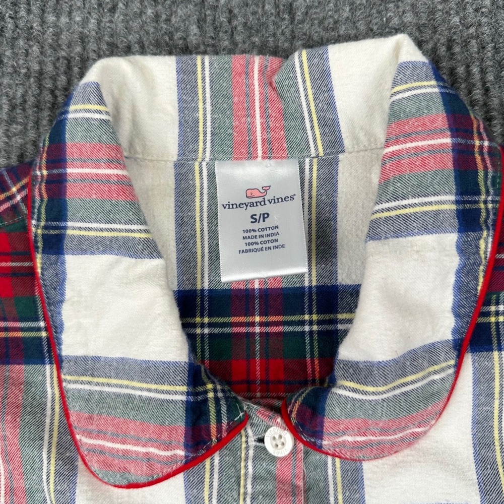 Vineyard Vines Jolly Plaid Flannel Womens Small Plaid Nightshirt Red Green White - Picture 4 of 11